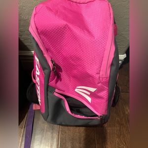 Pink and gray / black softball bagpack